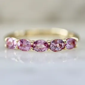 Pink Lemonade Oval Cut Sapphire Band