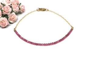 Pink Tourmaline Gemstone Half Bar Bracelet