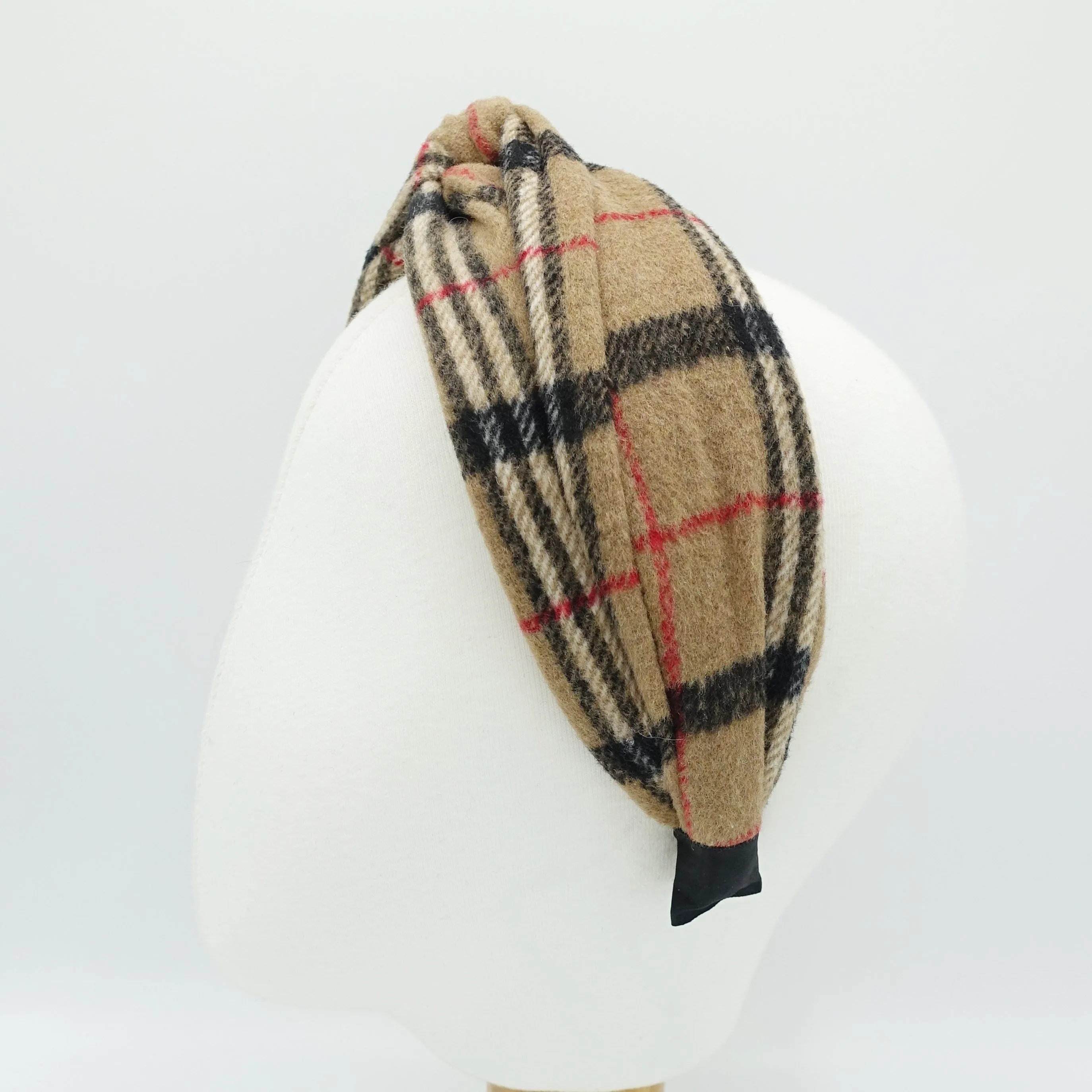 plaid check woolen headband cross twist hairband Fall Winter hair accessory for women