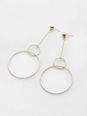 Popular Double Open Circle Drop Earrings