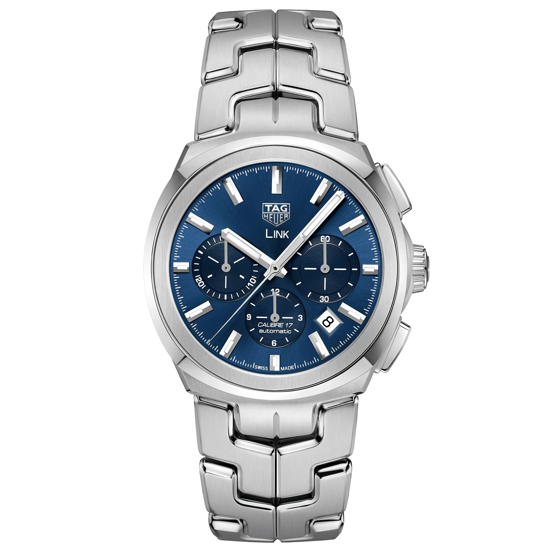 Pre-owned Tag Heuer 41MM Mens Calibre 17 Link Automatic Chronograph Blue Dial Watch CBC2112.BA0603