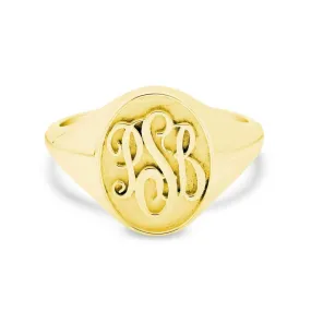 Raised Monogram Signet Ring for Women