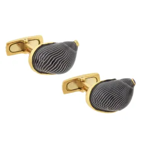 RENATO CIPULLO Estate 18kt Netrite Zebra Snail Shell   Sapphire Cufflinks