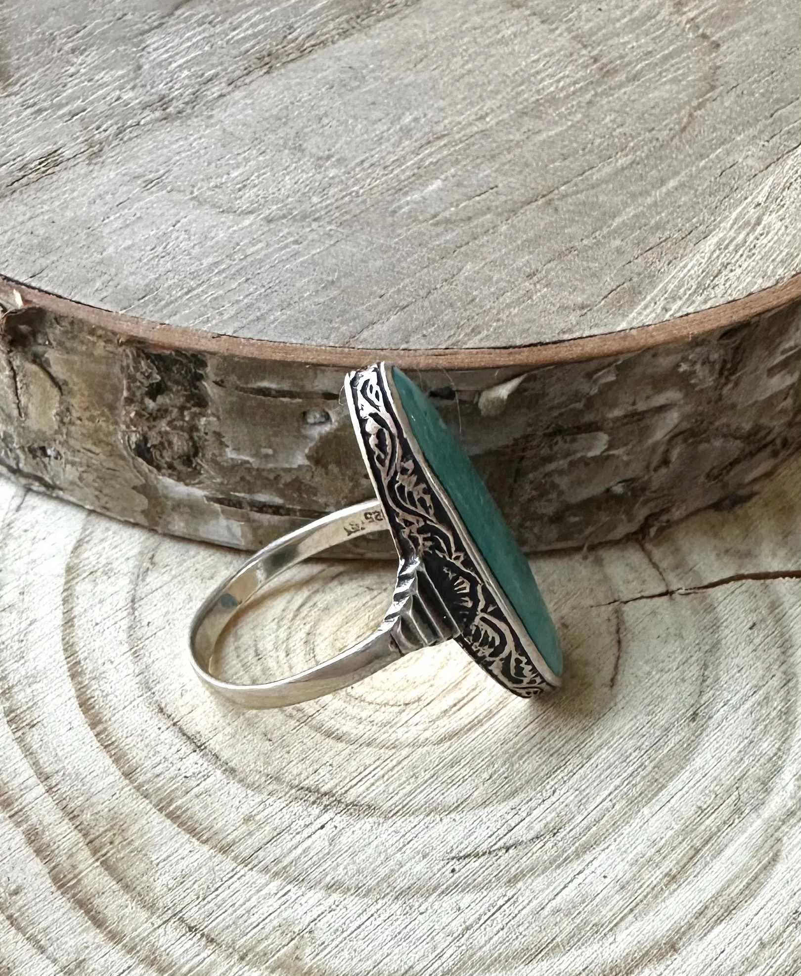 RIDE THE WAVE Navajo Turquoise and Sterling Silver Ring, size 7.5