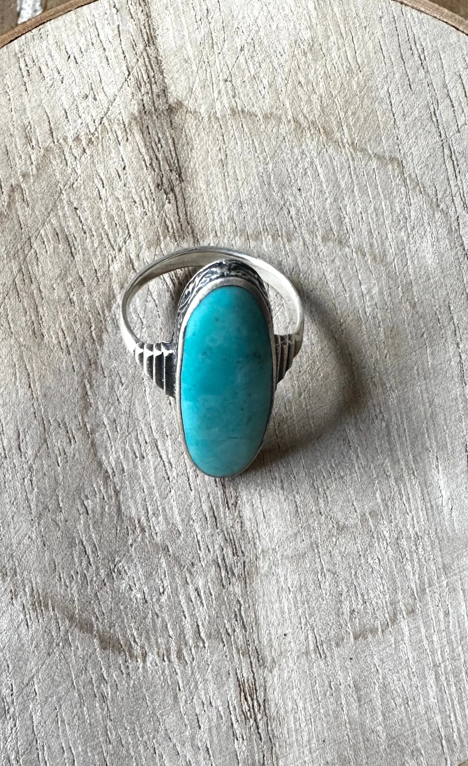 RIDE THE WAVE Navajo Turquoise and Sterling Silver Ring, size 7.5