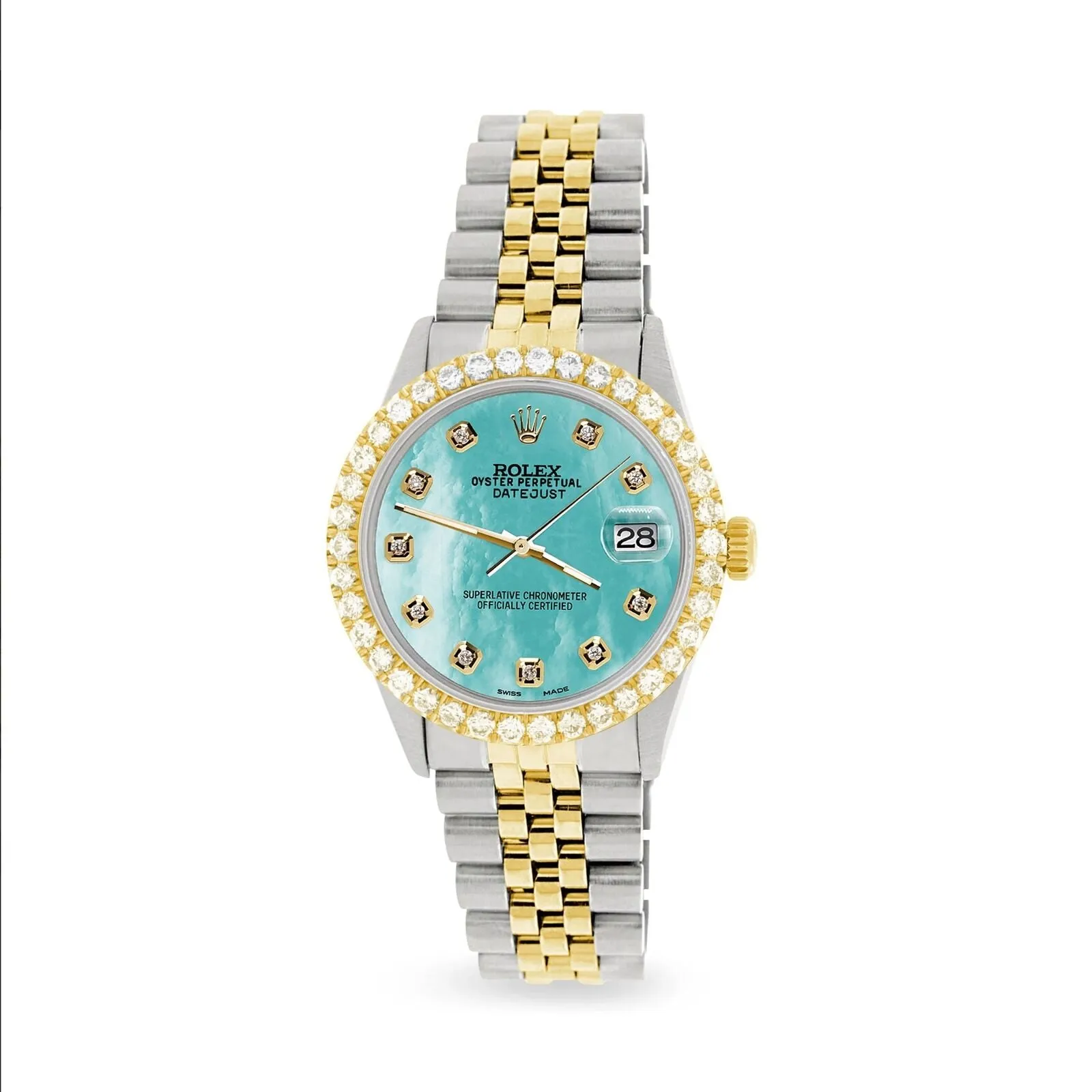 Rolex Datejust 36mm 2-Tone 3.05ct Diamond Bezel/Aquamarine MOP Diamond Dial TFJ-142508540