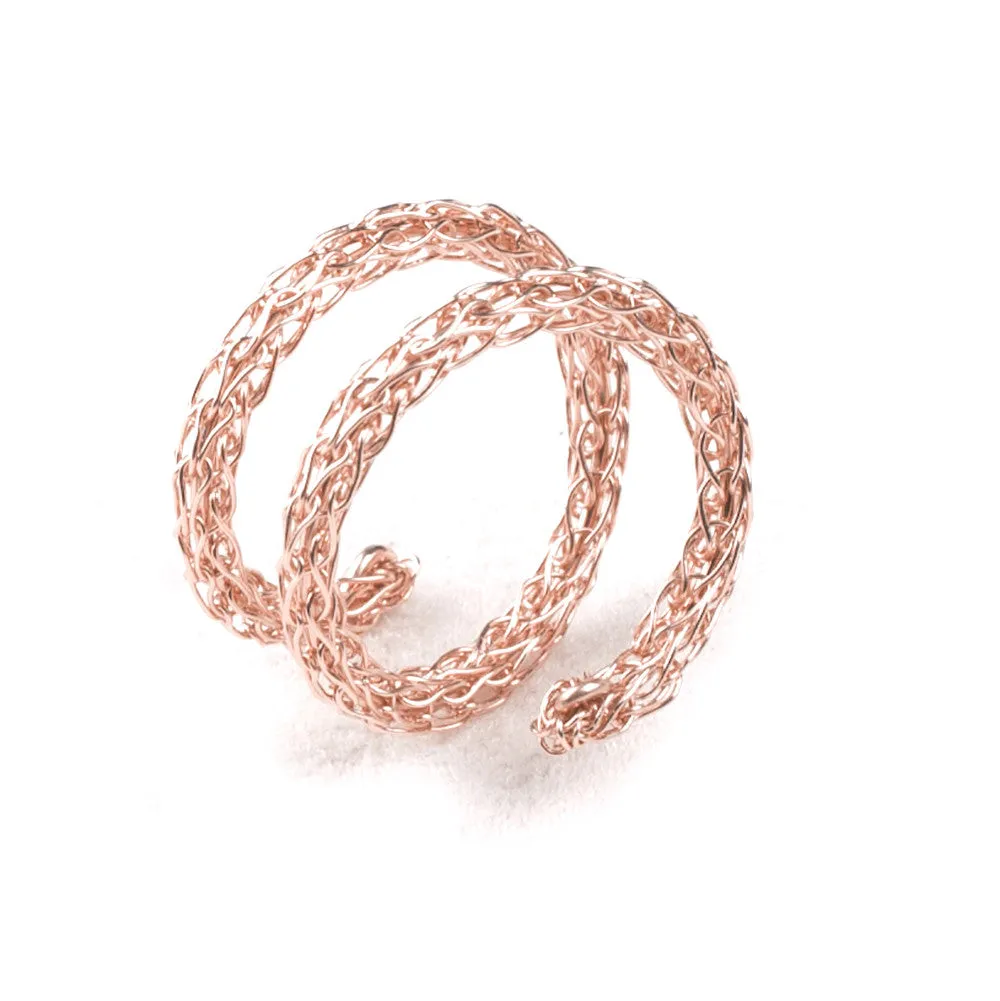 Rose Gold Adjustable Spiral Ring , Layered Ring ,  Stacking Ring , Wire Crochet Jewelry ,Every Day Jewelry