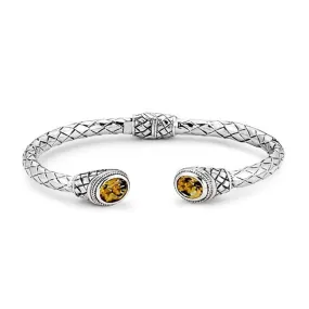 Samuel B. Sanur Citrine Sterling Silver Woven Cable Bangle Bracelet