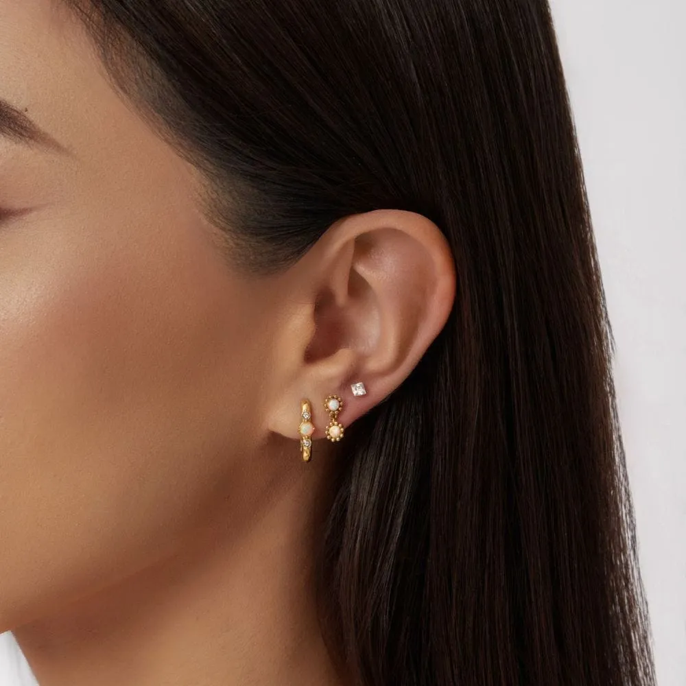 Sarah Opal Hoop Earrings