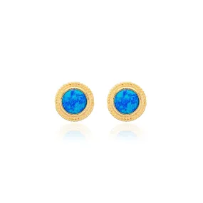 Sarah Stretton Gold fallon Stud Earrings in Blue Opal