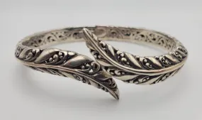 Sarda - Vintage Sterling Silver Filigree Hinged Bangle Bracelet