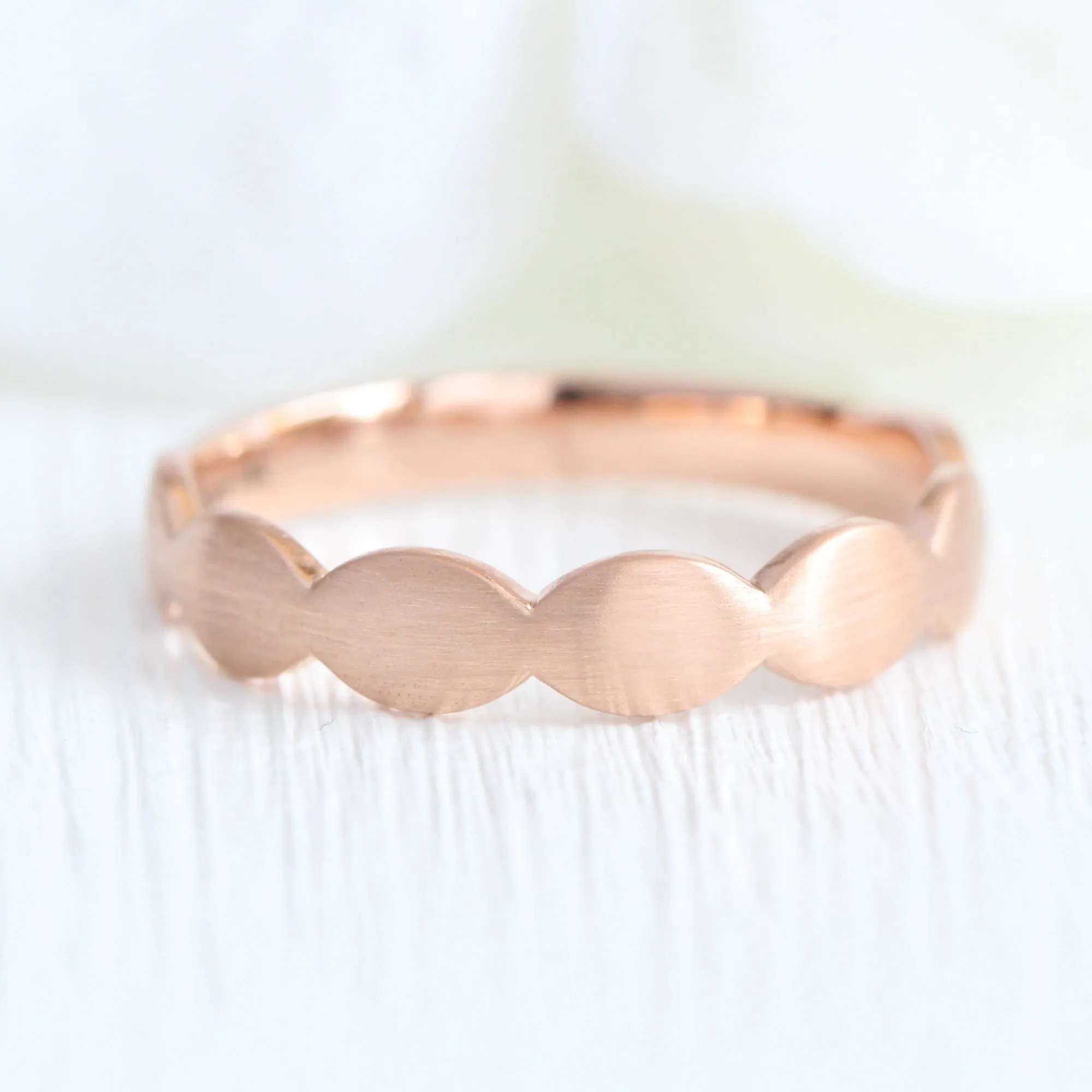 Scalloped Wide Wedding Band in Solid Gold or Platinum Ring