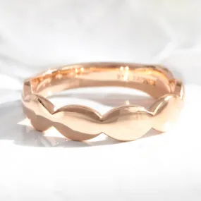 Scalloped Wide Wedding Band in Solid Gold or Platinum Ring