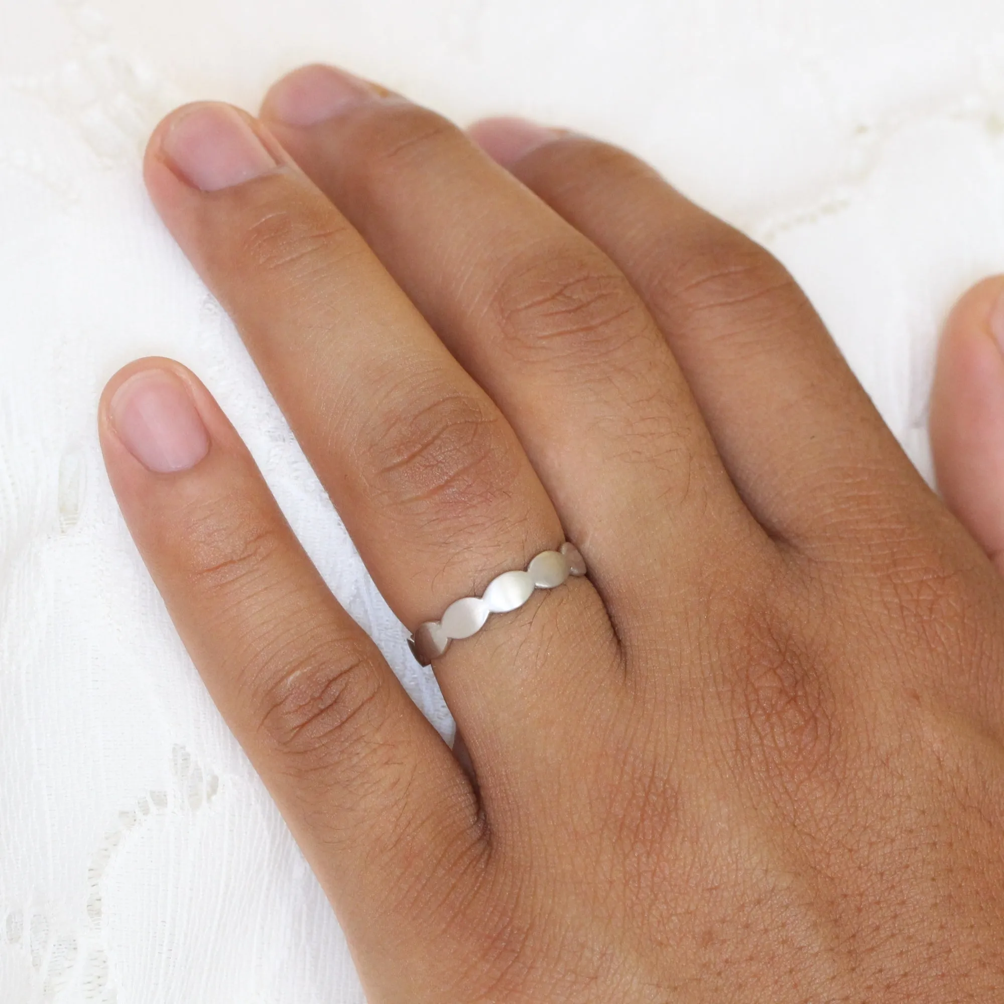 Scalloped Wide Wedding Band in Solid Gold or Platinum Ring