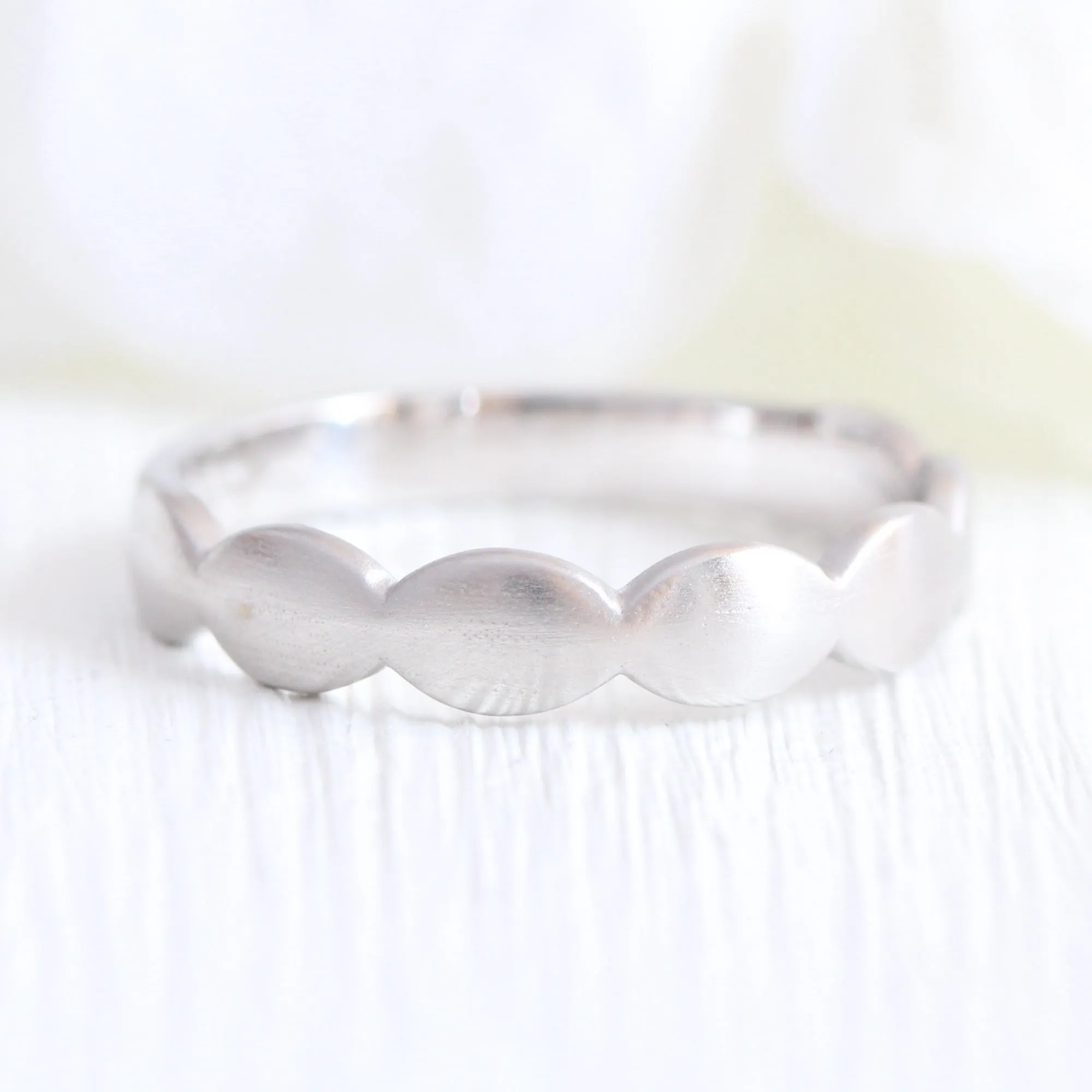 Scalloped Wide Wedding Band in Solid Gold or Platinum Ring