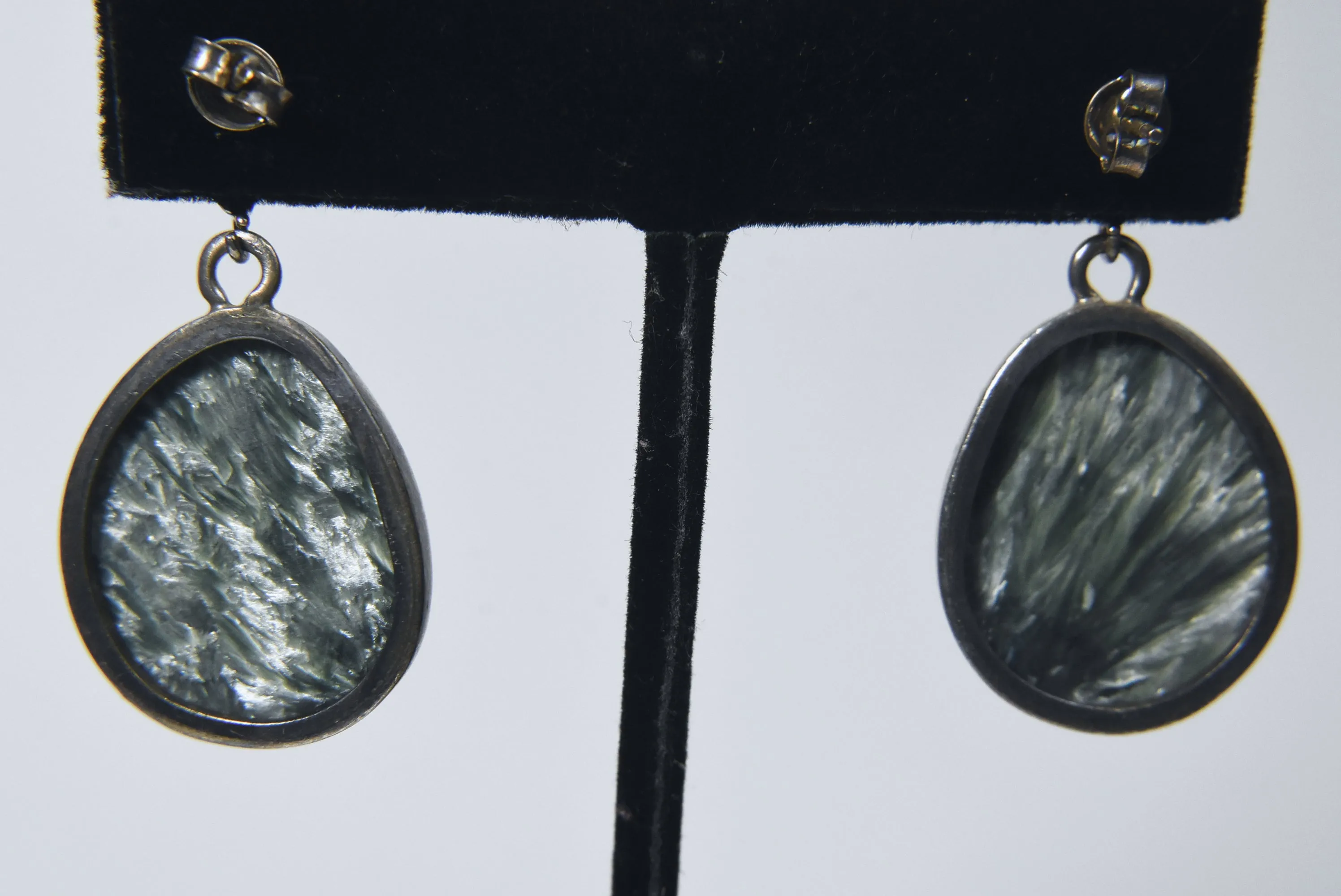 Seraphinite Sterling Silver Dangle Stud Earrings