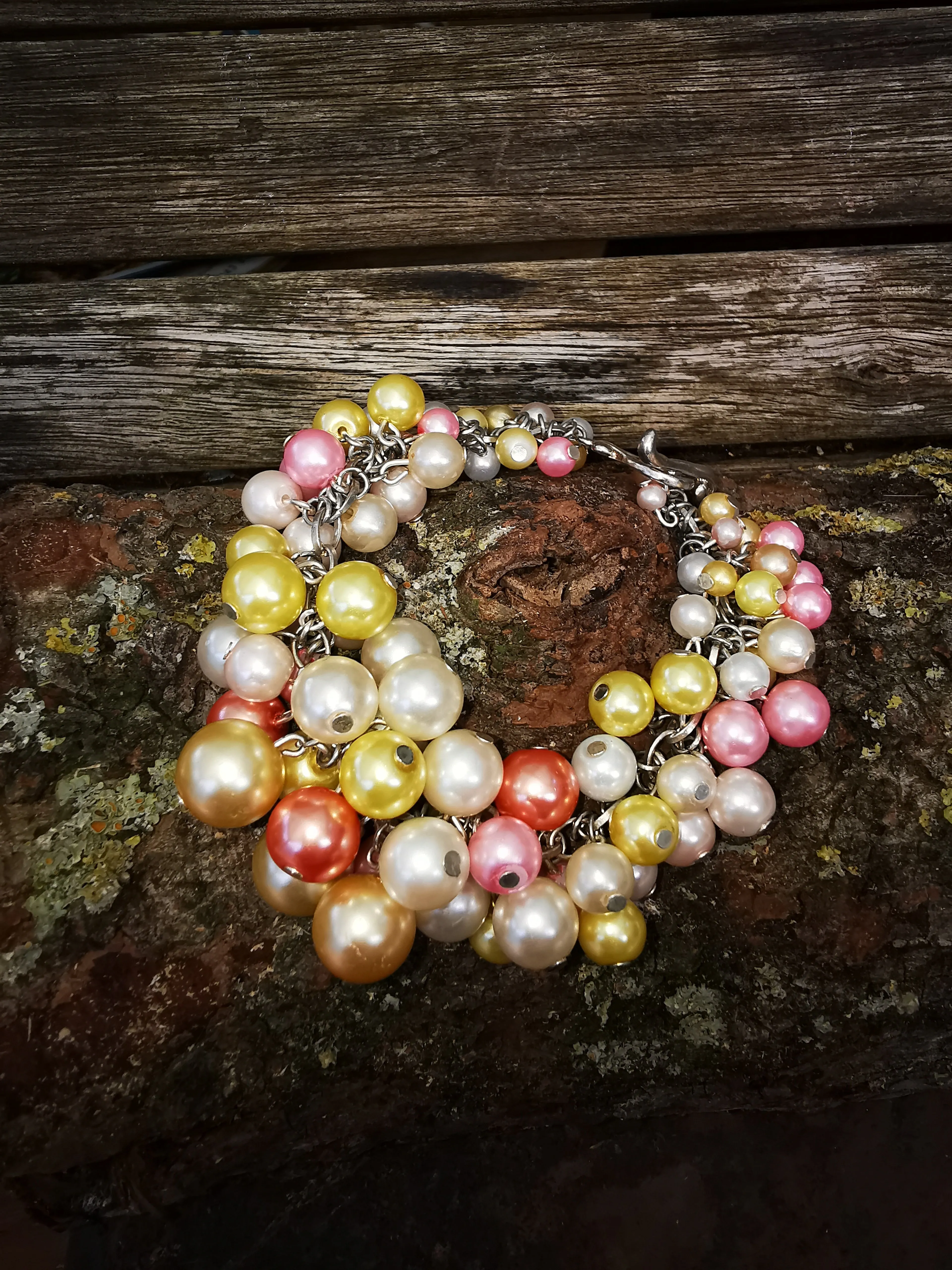 Sherbet Bubbles: cluster charm pearl bracelet, in sherbet colours,