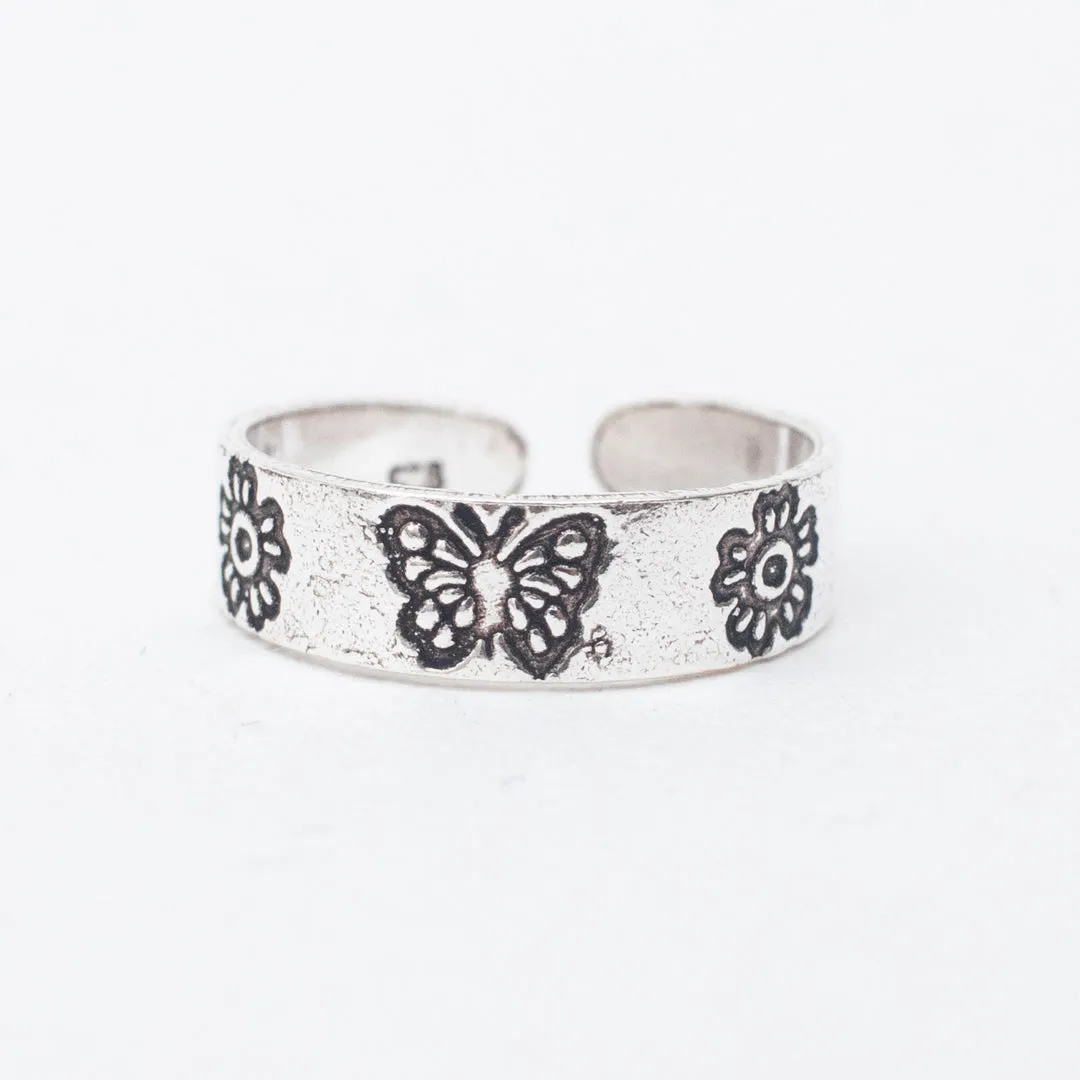 Silver Butterfly Toe Ring