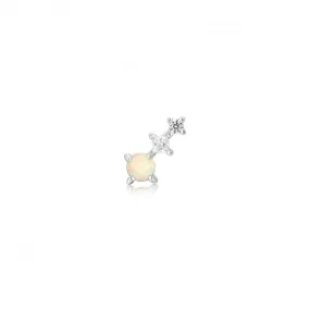 Silver Kyoto Opal Climber Barbell Single Earring E047-02H