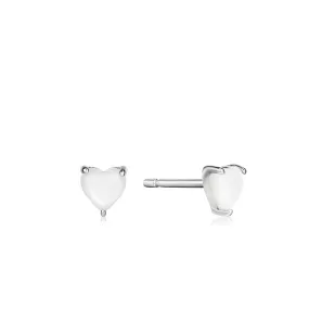 Silver Mother of Pearl Heart Stud Earrings