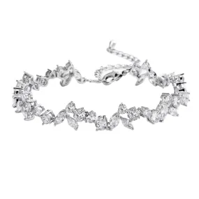 Simone White Gold Crystal Bracelet