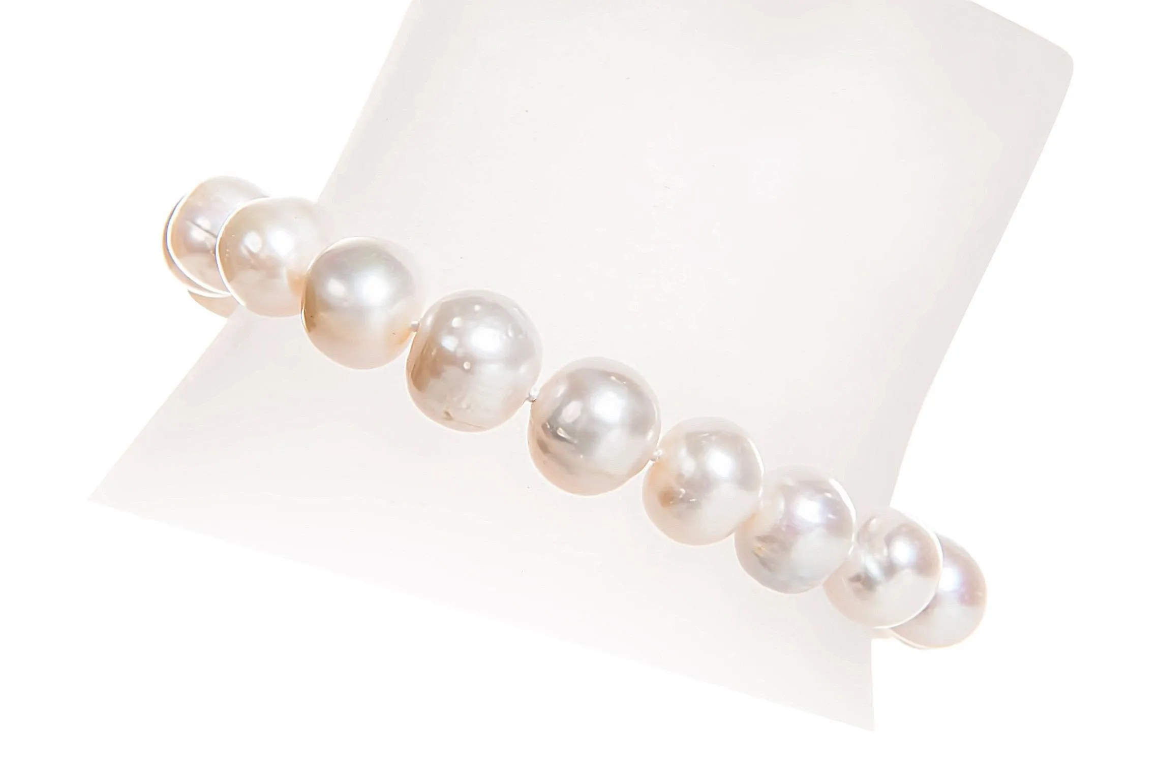 Single Strand White Freshwater Pearl Necklace and Bracelet Set 9-10mm