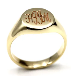 Size V Genuine 375 9kt 9ct Yellow, Rose or White Gold Full Solid Heavy Signet Ring   Engraving