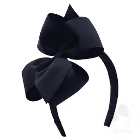 Small King Classic Grosgrain Girls Hair Bow on Headband