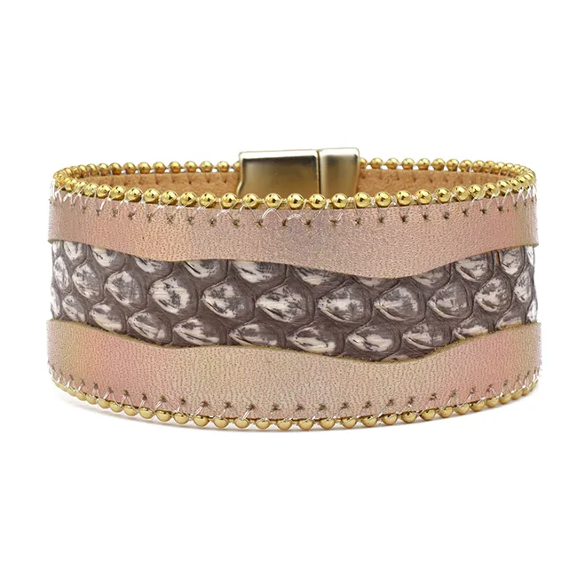 Snake Skin Leather Magnetic Bracelet