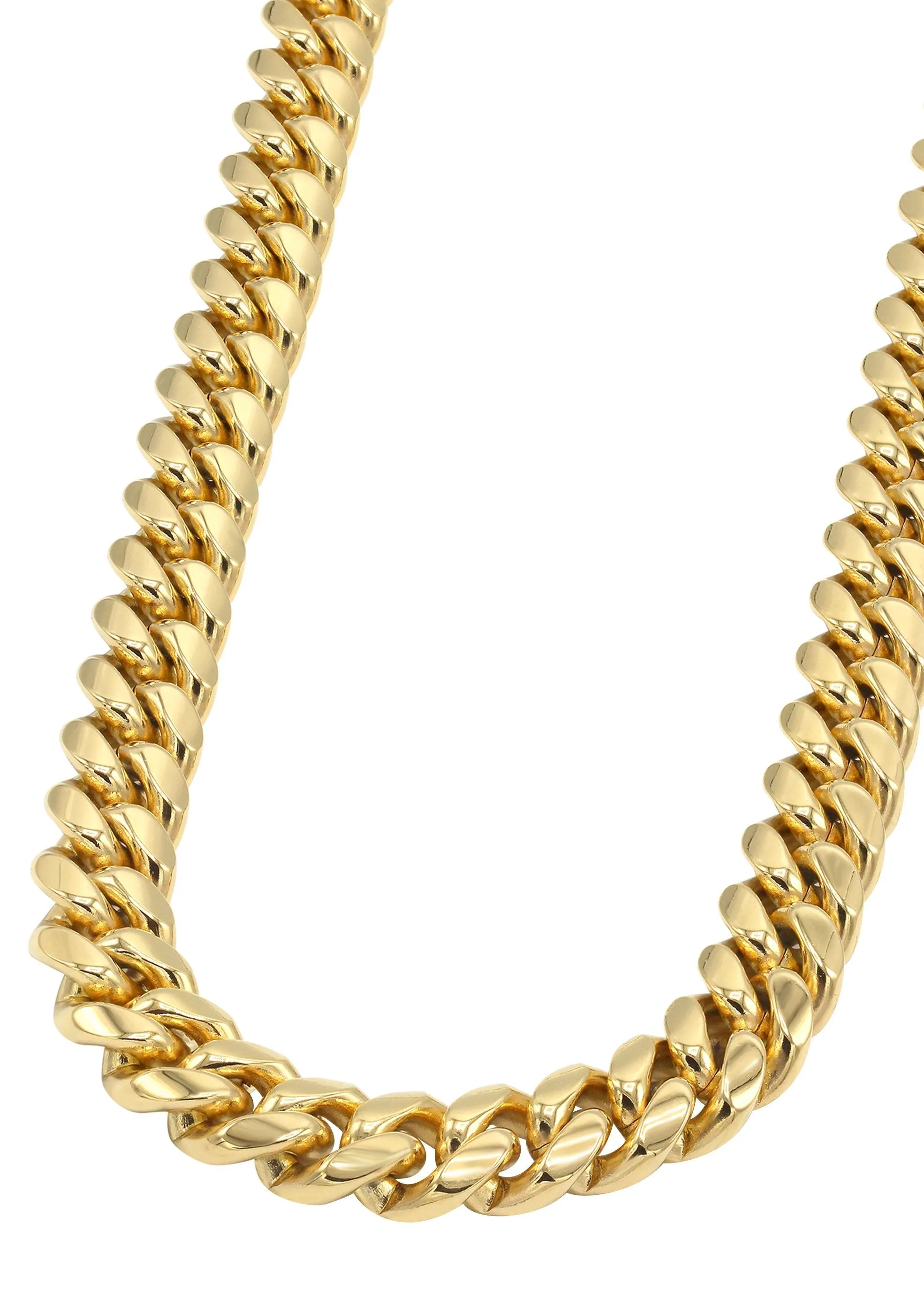 Solid Gold Plated Miami Cuban Link Chain & Bracelet ( 14 Mm )