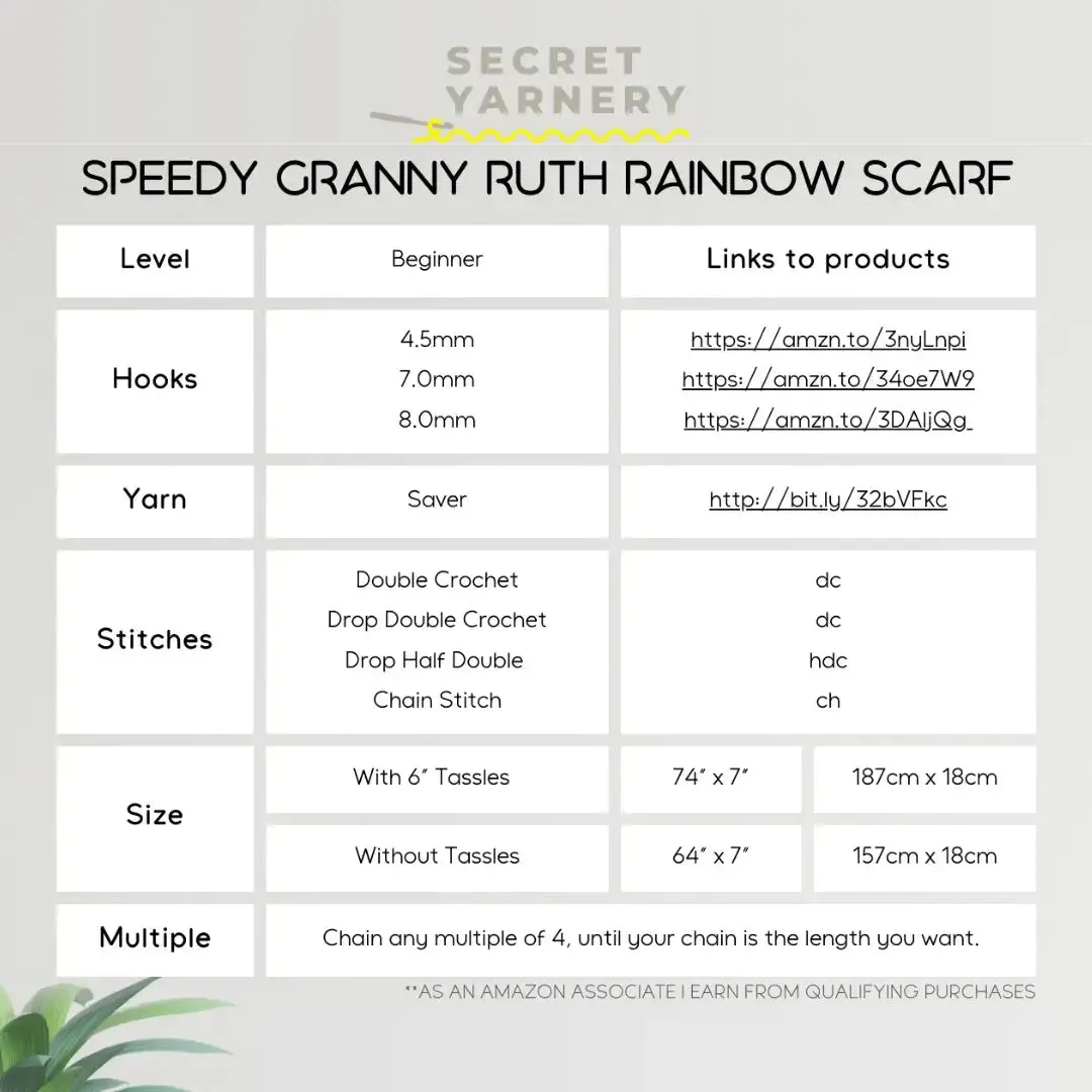 Speedy Granny Ruth Rainbow Scarf - Fast and Easy Crochet Scarf Pattern