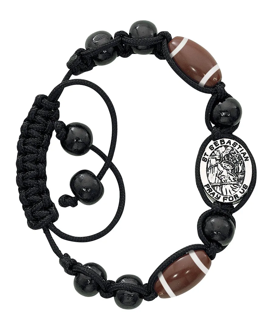 St. Sebastian Adjustable Football Bracelet Carded