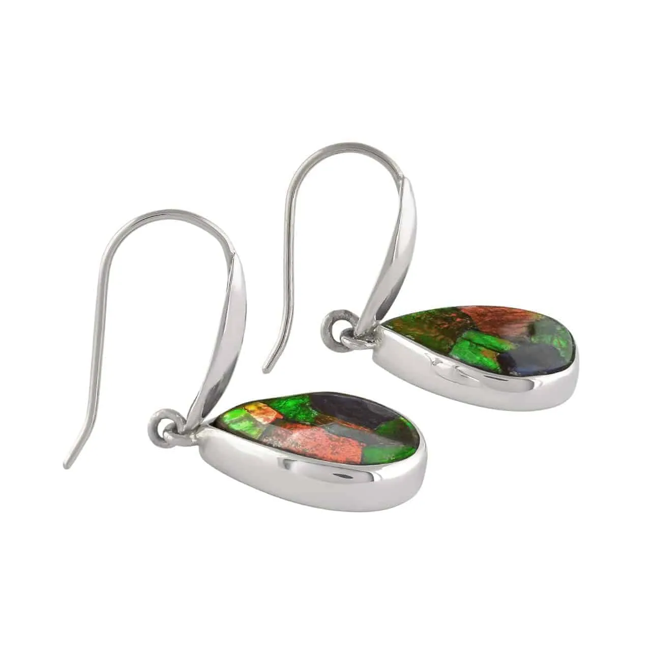 Starborn Ammolite Pear Earrings in Sterling Silver