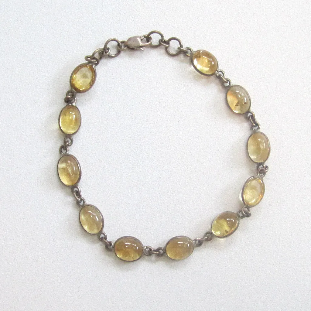 Sterling Silver Citrine Cabochon Bracelet