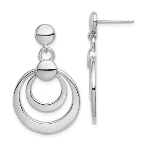 Sterling Silver Double Circle Dangle Post Earrings