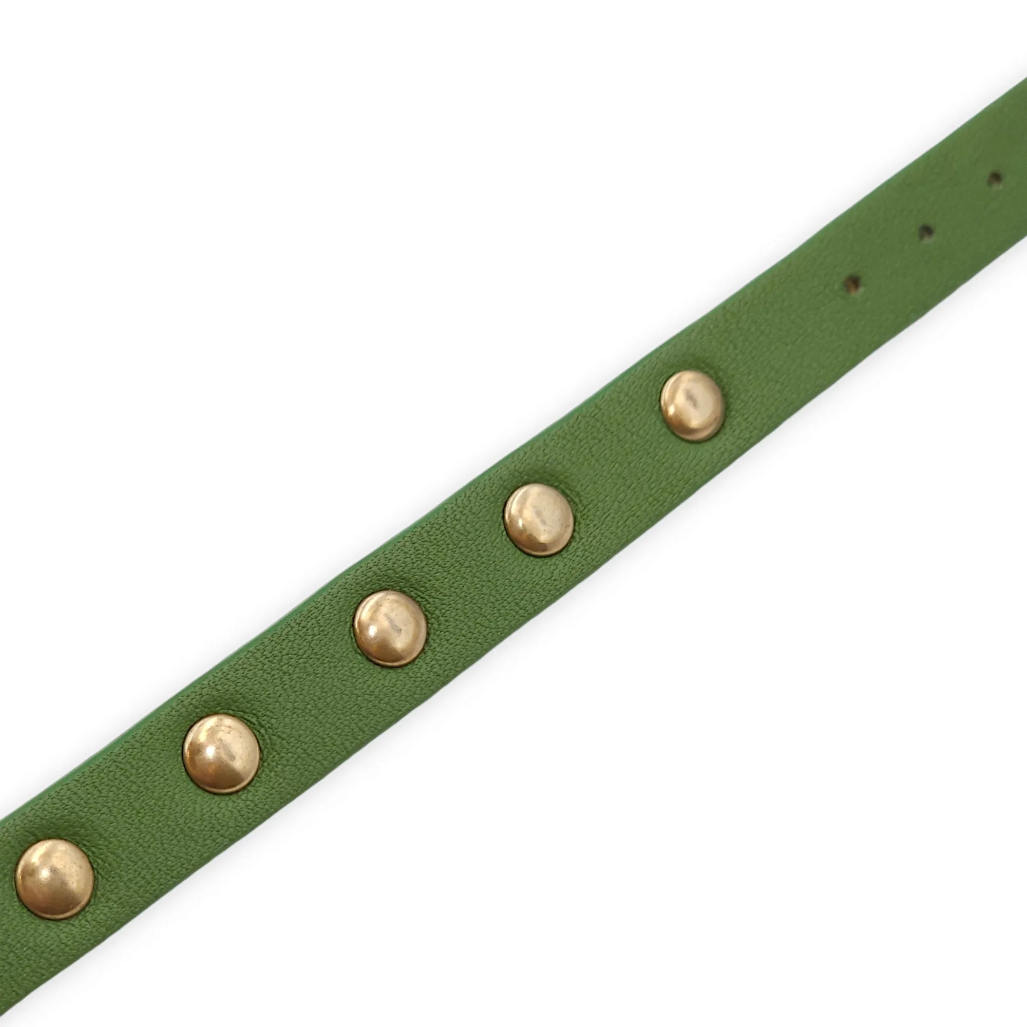 Studded Green Bracelet in Calfskin, Gold hardware