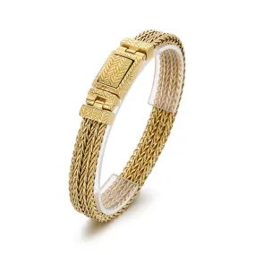 Stylish Punk-Inspired Stainless Steel Wheat Pattern Bracelet for Men