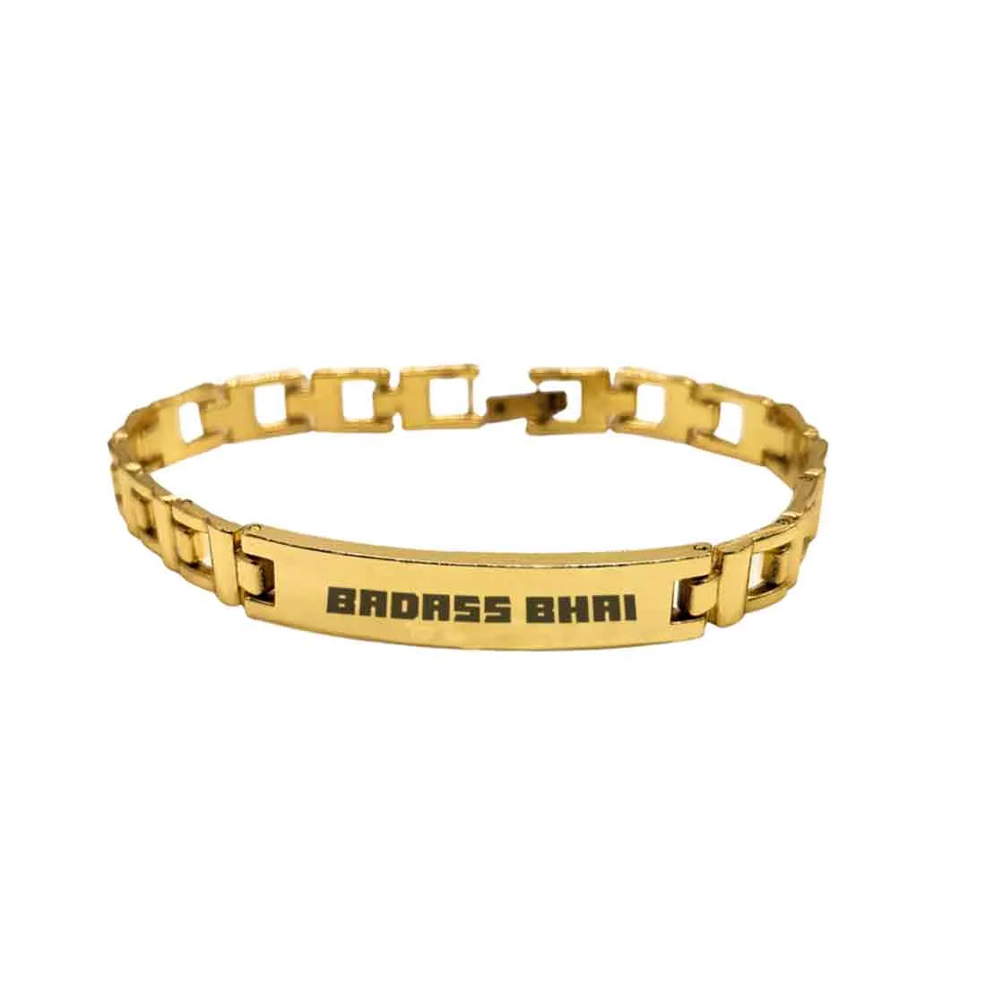 Stylish Rakhi For Brothers Metal Bracelet Black & Golden Rakhis- Badass Bhai