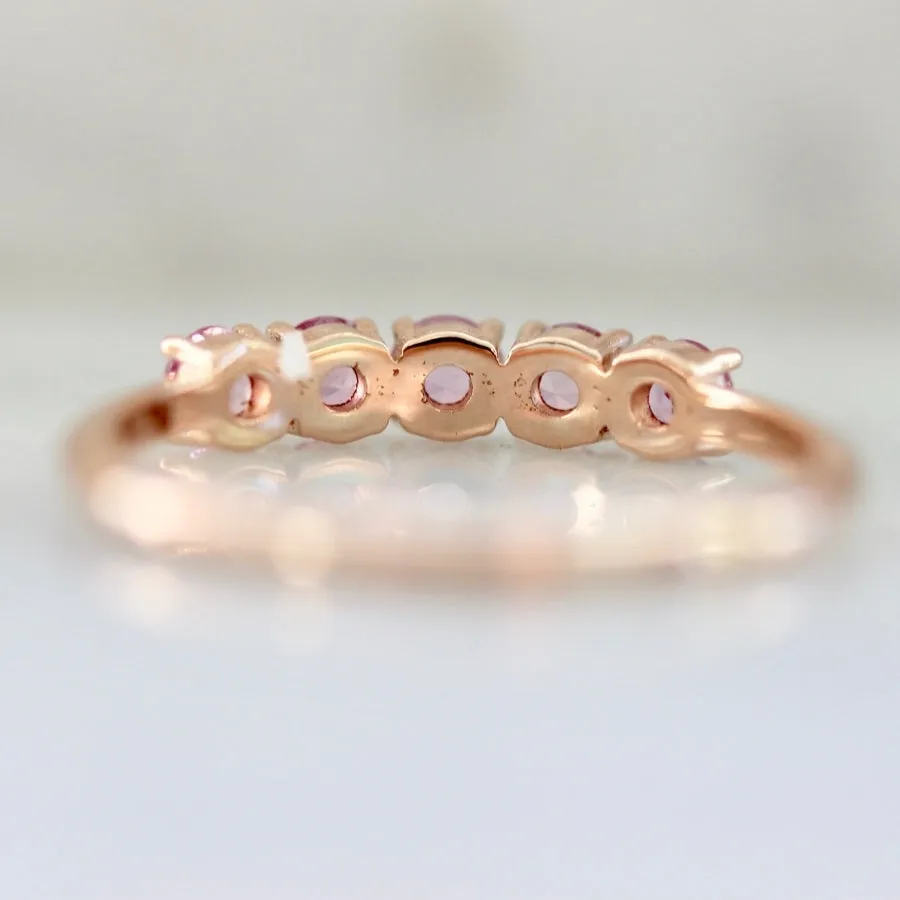 Swan Song Pink Round Brilliant Cut Sapphire Band