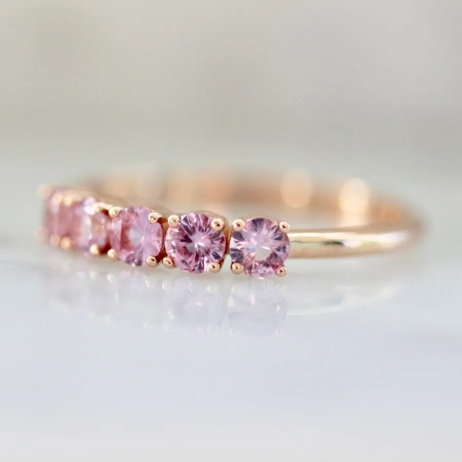 Swan Song Pink Round Brilliant Cut Sapphire Band