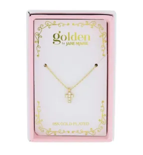 Sweetheart Kids 18K Gold Plated Crystal Cross Necklace