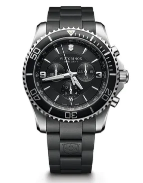 Swiss Army Mens Maverick Chronograph - Black Dial - Steel Case - Rubber Strap