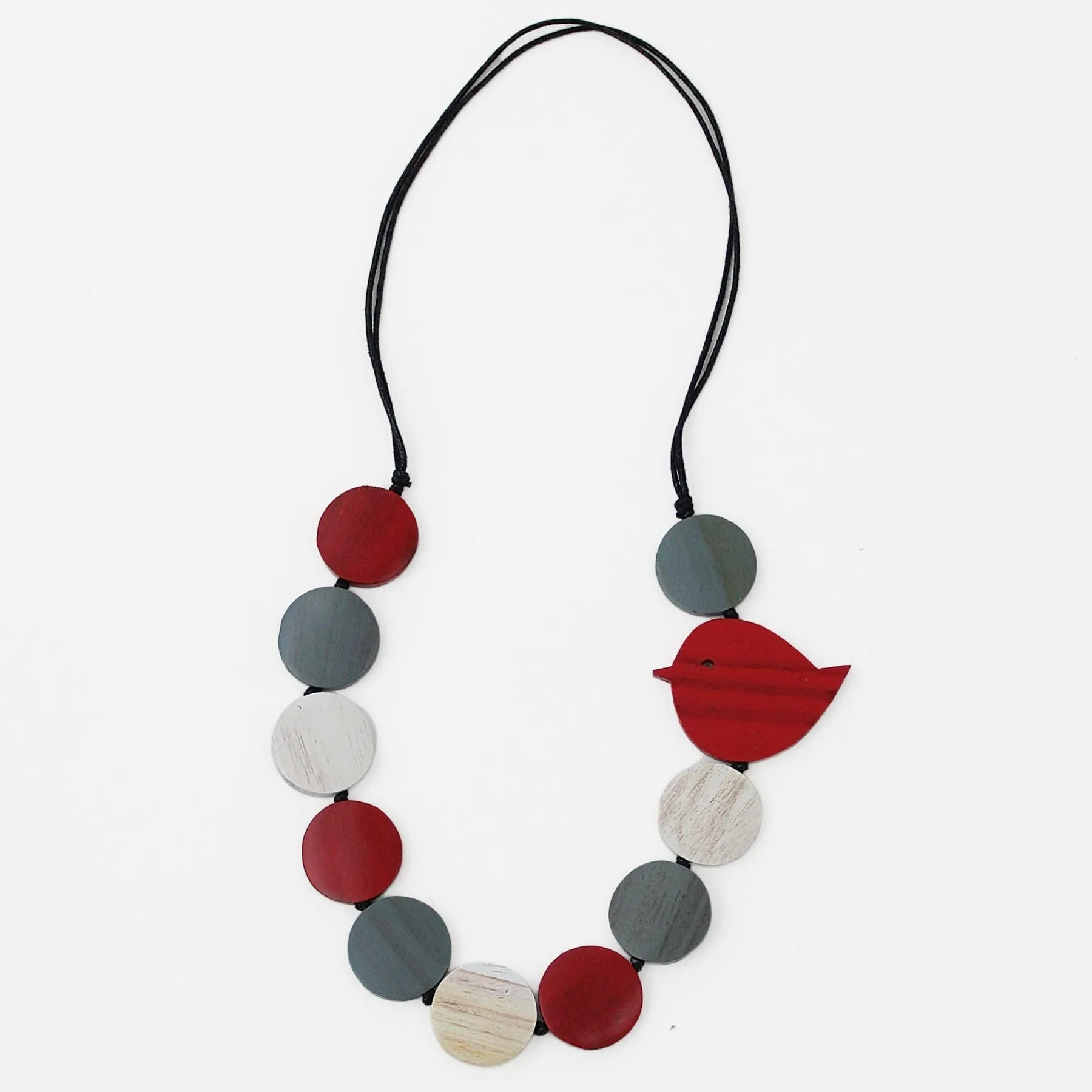 Sylca Designs - Red Beaded Robin Necklace