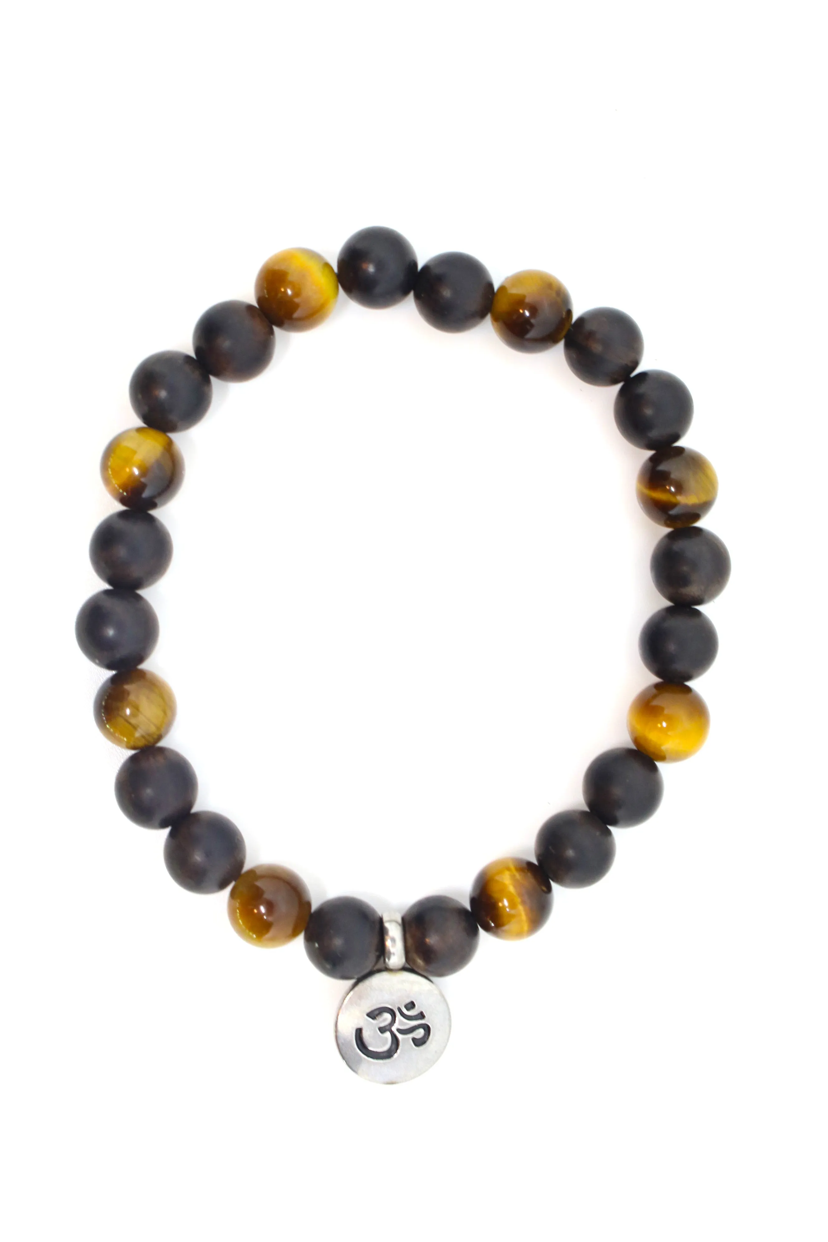 Tiger's Eye Yellow & Black Sandalwood Wrap Bracelet for Men