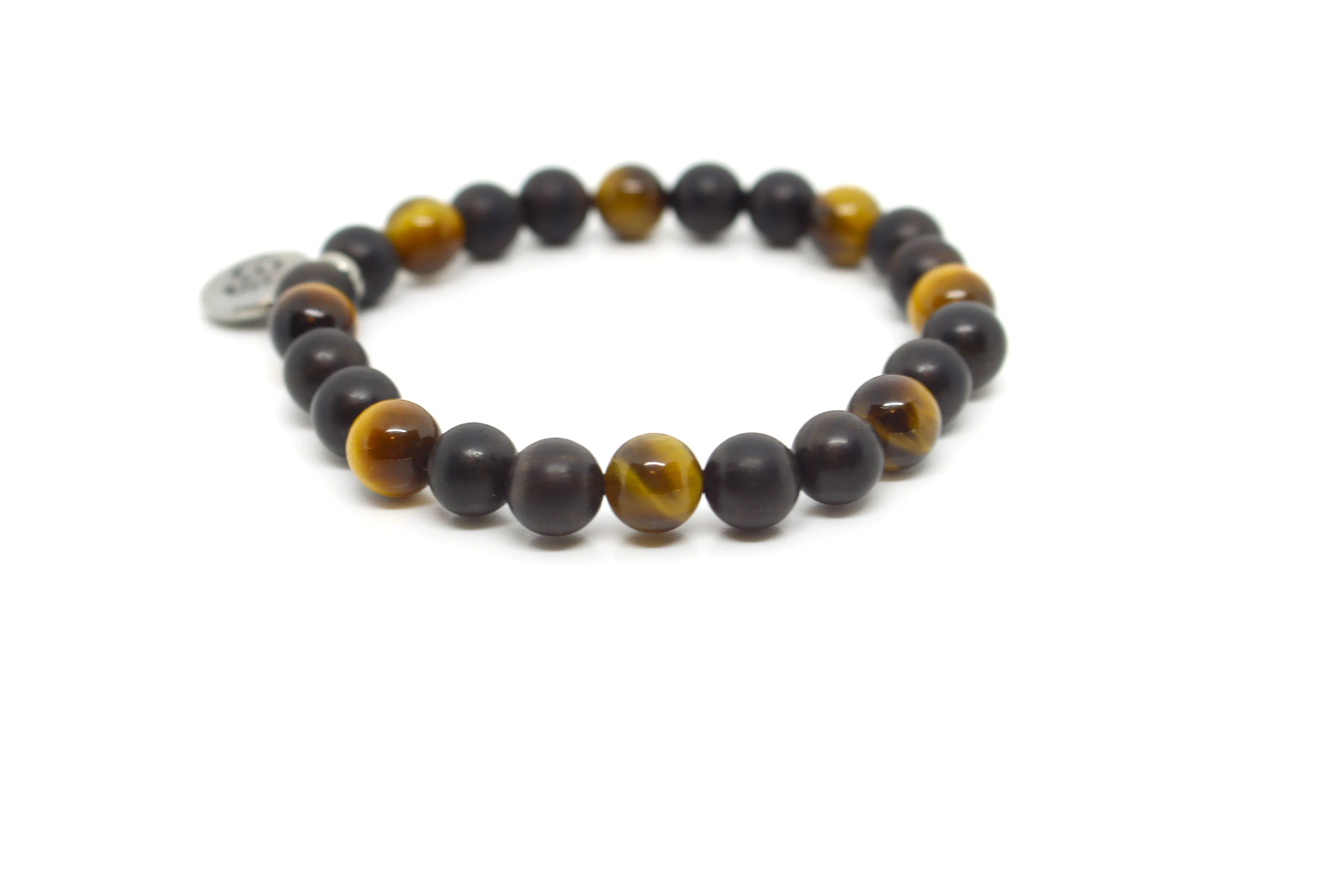 Tiger's Eye Yellow & Black Sandalwood Wrap Bracelet for Men