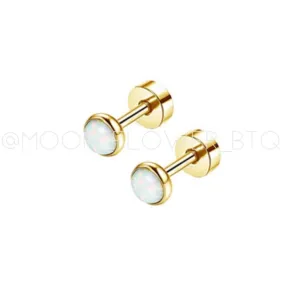 Tiny Gold Opal Earrings