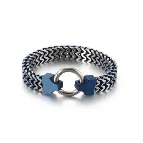 Trendy Men's Double-Layer Fish Scale Bracelet in Titanium Steel - European and American Retro Jewelry