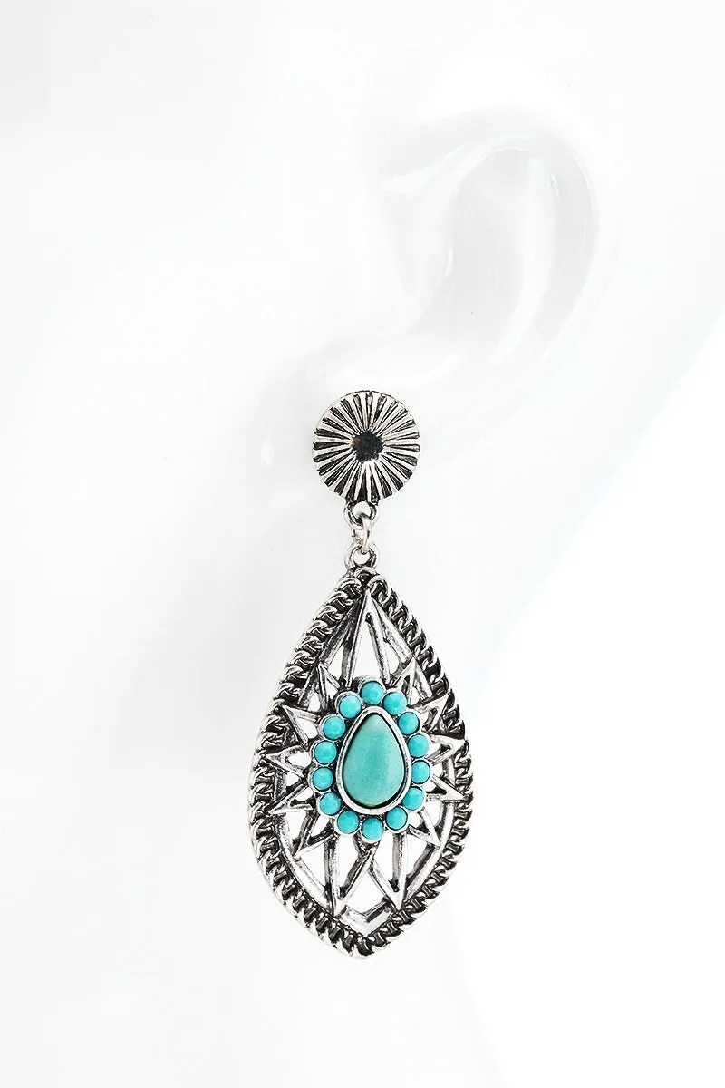 Turquoise Marquise Dangle Drop Earrings