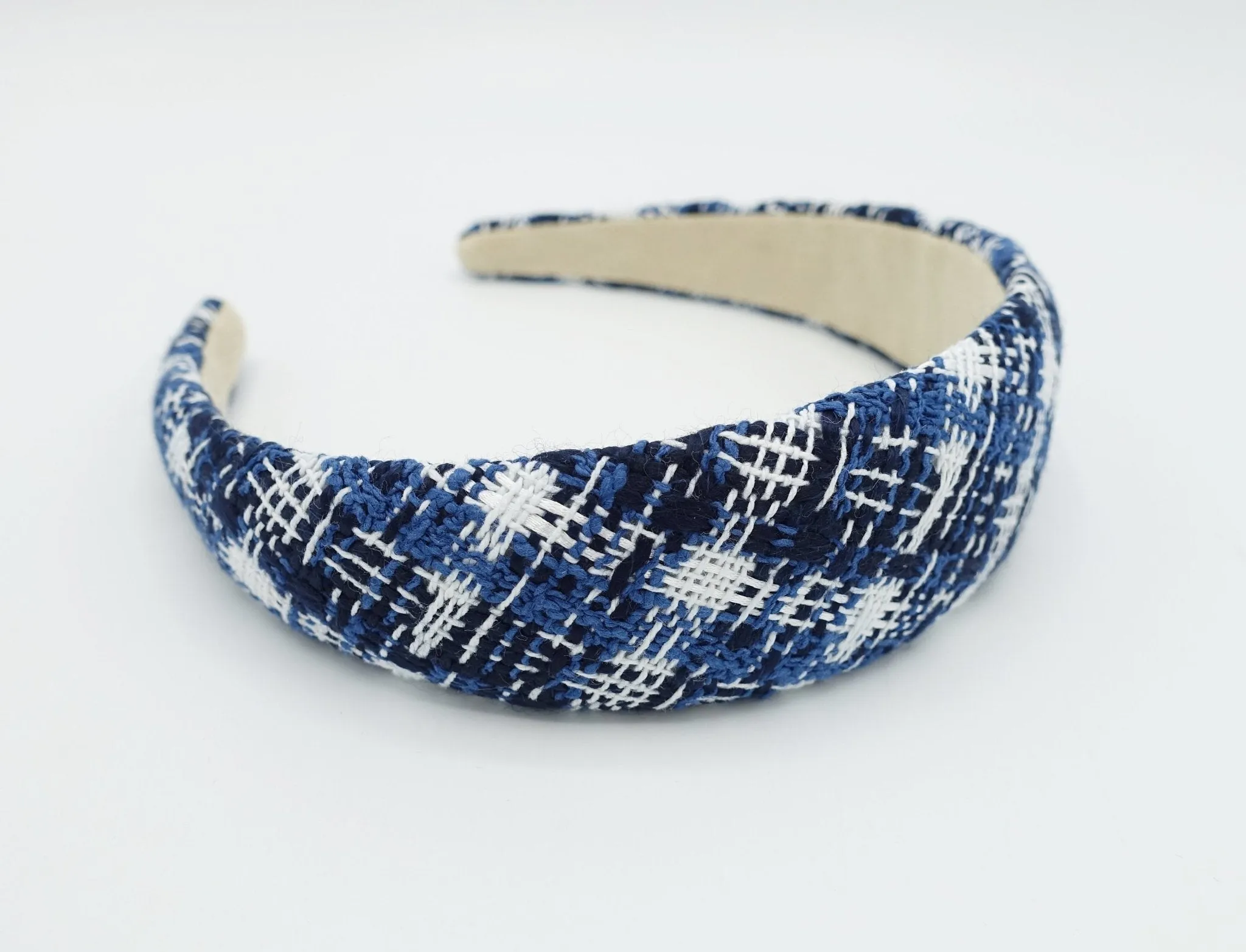 tweed plaid check headband padded hairband Fall Winter simple casual hair accessory for women