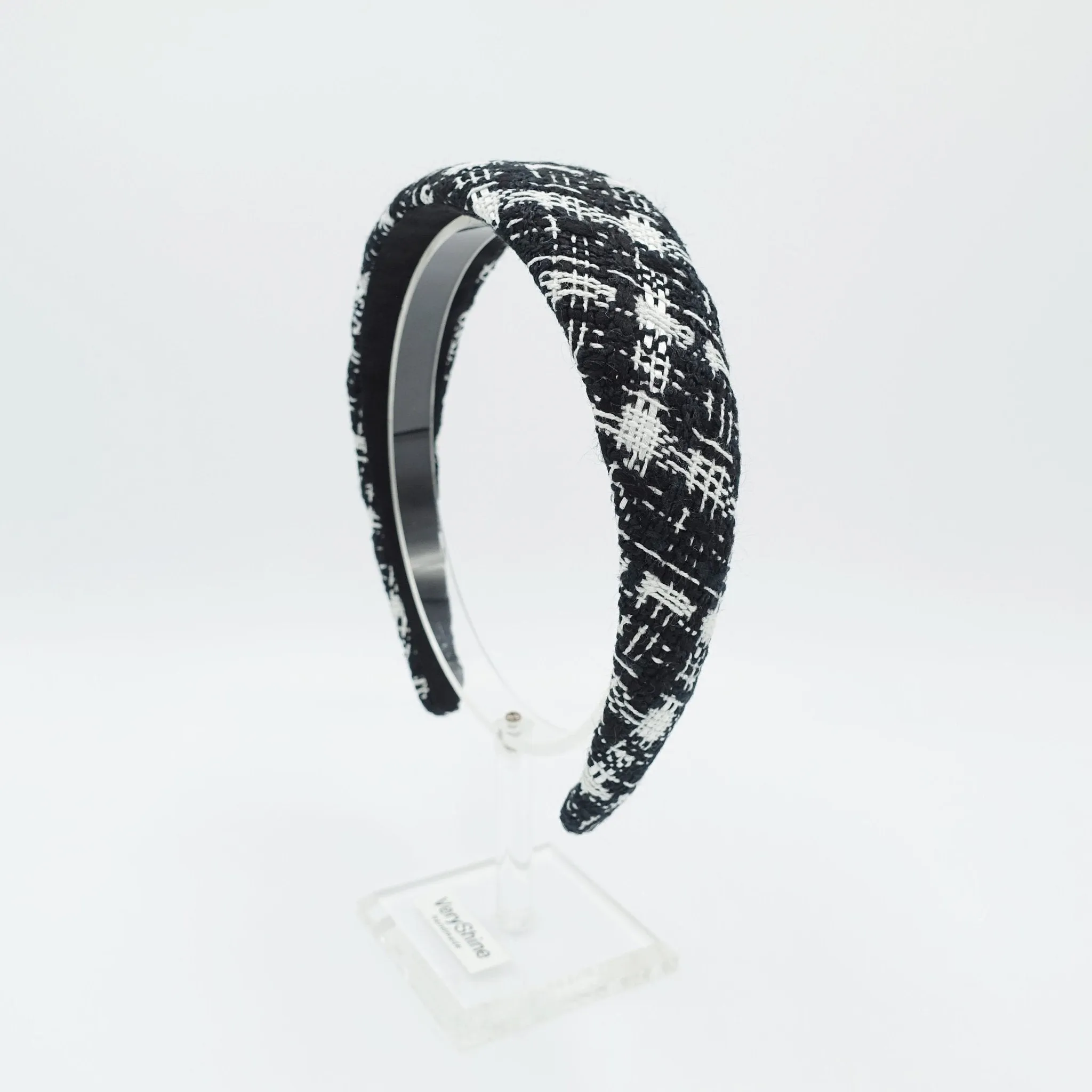 tweed plaid check headband padded hairband Fall Winter simple casual hair accessory for women